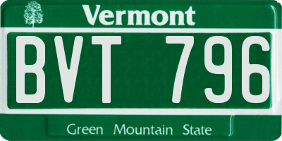 VT license plate BVT796