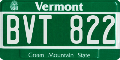VT license plate BVT822