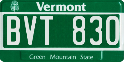 VT license plate BVT830