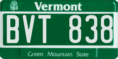 VT license plate BVT838