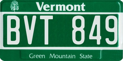VT license plate BVT849