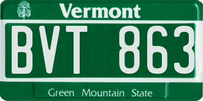 VT license plate BVT863