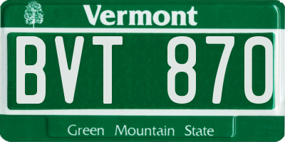 VT license plate BVT870