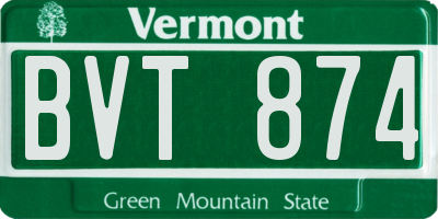 VT license plate BVT874