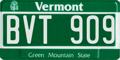 VT license plate BVT909