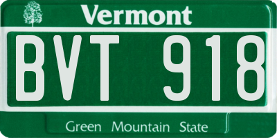 VT license plate BVT918