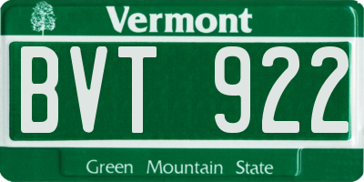 VT license plate BVT922