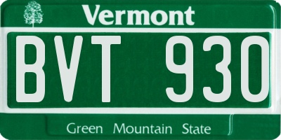 VT license plate BVT930