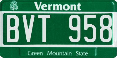 VT license plate BVT958