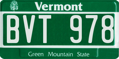 VT license plate BVT978