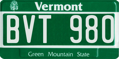 VT license plate BVT980