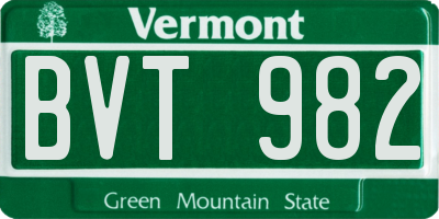 VT license plate BVT982