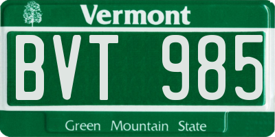 VT license plate BVT985