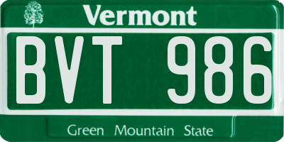 VT license plate BVT986