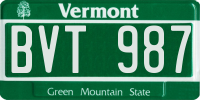 VT license plate BVT987