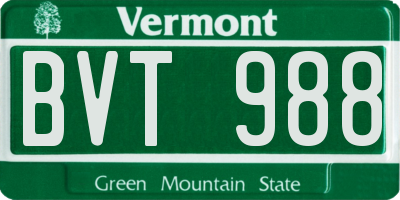 VT license plate BVT988