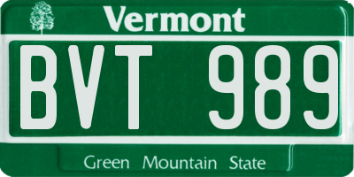 VT license plate BVT989