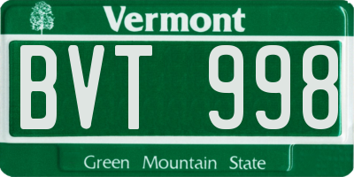 VT license plate BVT998