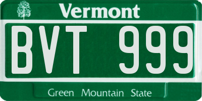 VT license plate BVT999