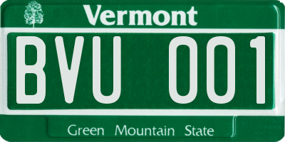 VT license plate BVU001