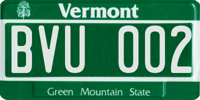 VT license plate BVU002