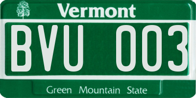 VT license plate BVU003