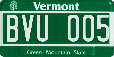 VT license plate BVU005