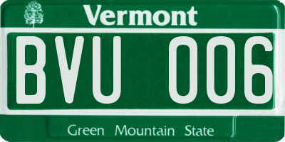 VT license plate BVU006
