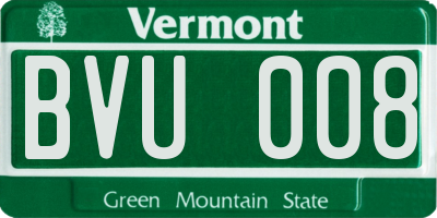 VT license plate BVU008