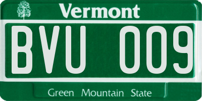 VT license plate BVU009