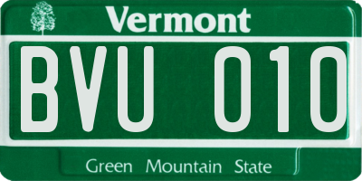 VT license plate BVU010