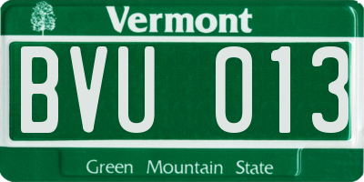 VT license plate BVU013