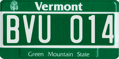 VT license plate BVU014