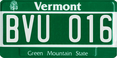 VT license plate BVU016