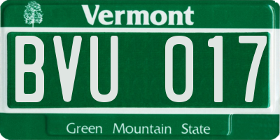 VT license plate BVU017