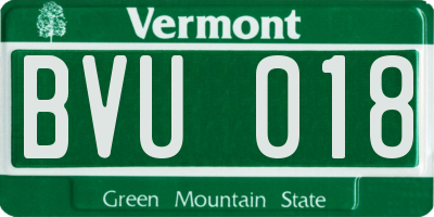 VT license plate BVU018