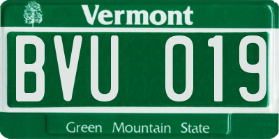 VT license plate BVU019