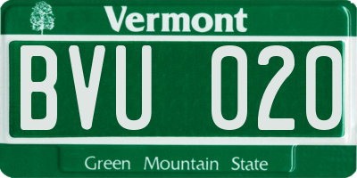 VT license plate BVU020
