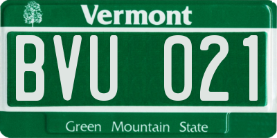 VT license plate BVU021