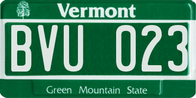 VT license plate BVU023