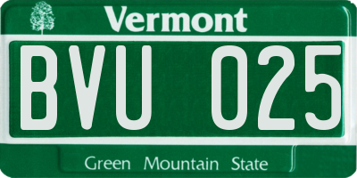 VT license plate BVU025