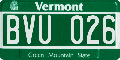 VT license plate BVU026