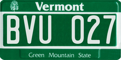 VT license plate BVU027