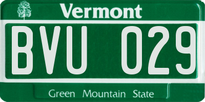 VT license plate BVU029