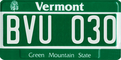 VT license plate BVU030
