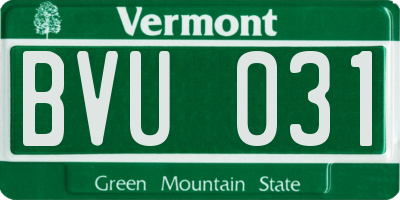 VT license plate BVU031