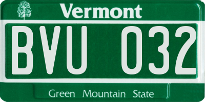 VT license plate BVU032