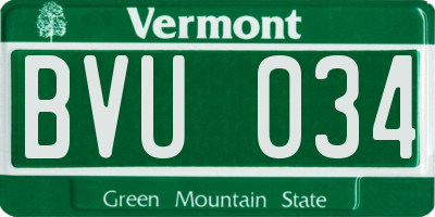 VT license plate BVU034