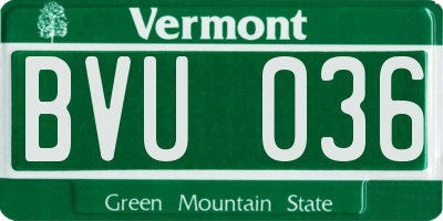 VT license plate BVU036