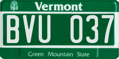 VT license plate BVU037